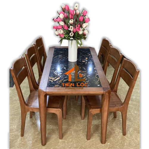bàn ăn gỗ mặt đá
