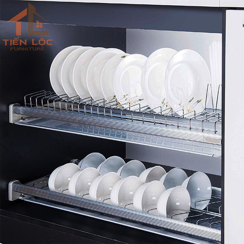 Giá bát cố định 2 tầng 6 giá để bát đĩa inox 2 tầng