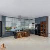 tủ bếp inox cánh kính