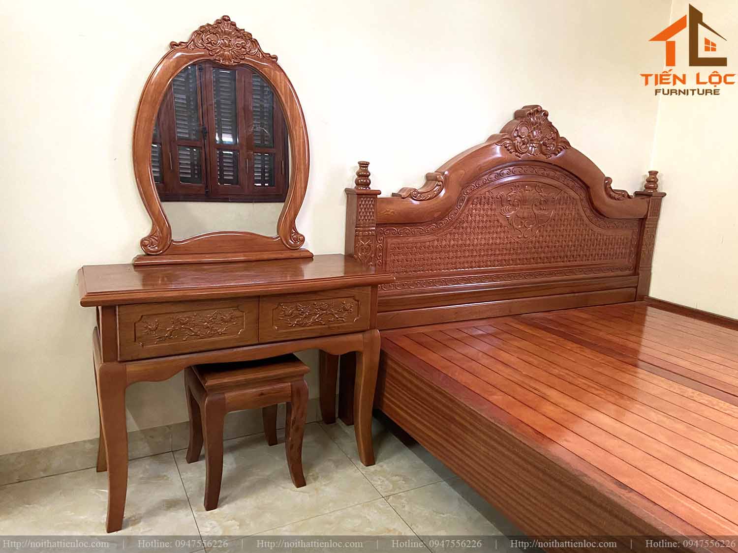 giường tủ gỗ xoan đào