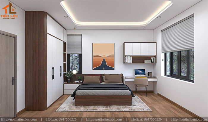 phòng ngủ đẹp gỗ công nghiệp