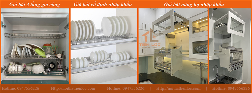 Báo giá tủ bếp 7 giá bát di động