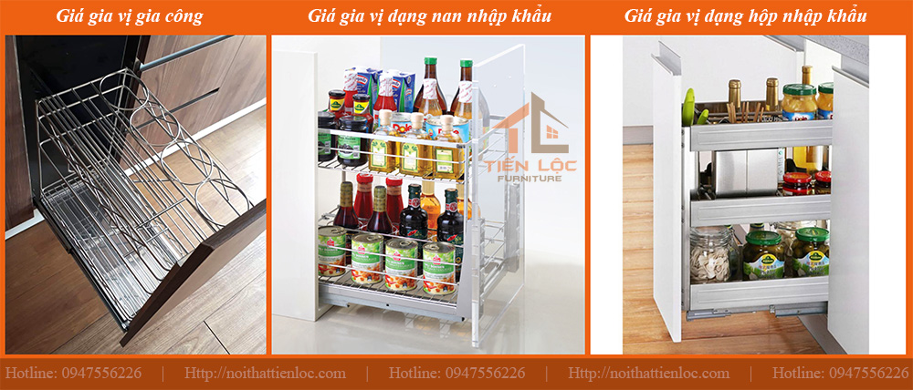 Báo giá tủ bếp 10 Giá để gia vị chai lọ