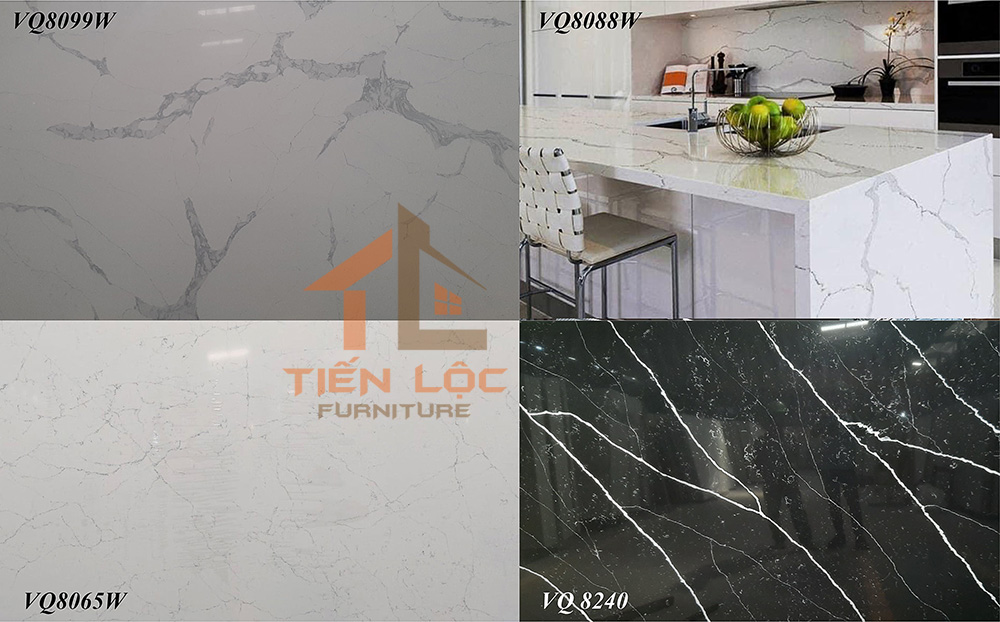 Báo giá tủ bếp 12 mặt đá thạch anh ốp bàn bếp