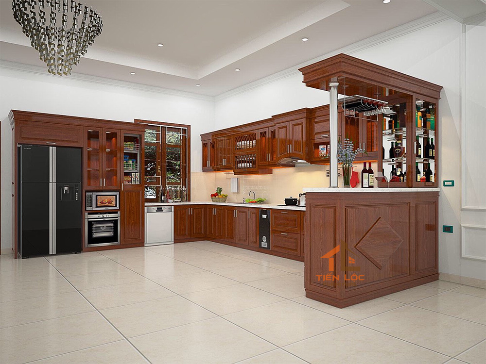 Thi công nội thất 19 tủ bếp gỗ xoan đào