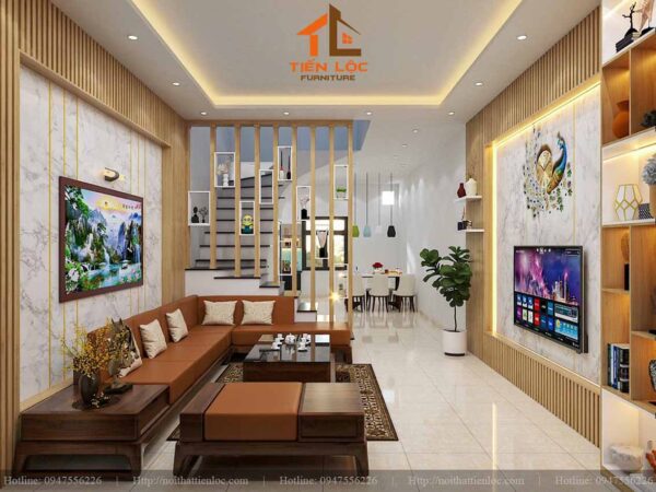 vách tivi phòng khách hiện đại