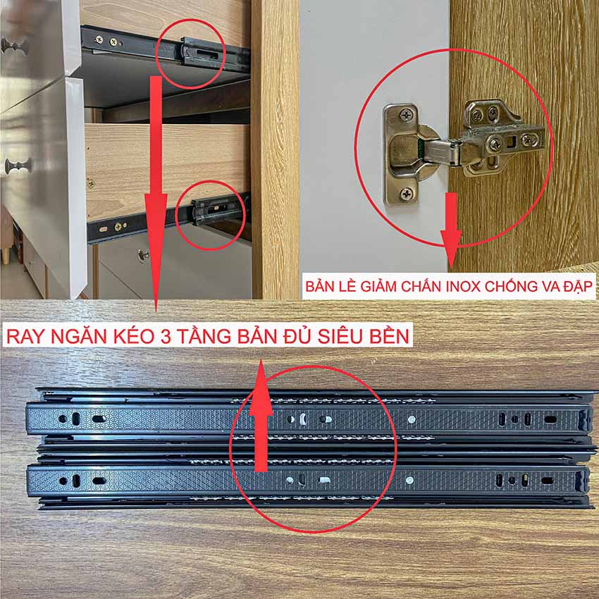 Tủ gỗ cho bé 5 ray ngăn kéo